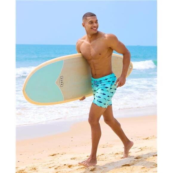 Men's Swim Trunks with Compression Liner 5 Inch Bathing Suit Summer Beach Shorts - Picture 5 of 6